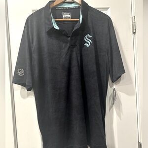 Fanatics Mens XL Seattle Kraken Hockey Shirt Polo NHL Navy Licensed Authentic